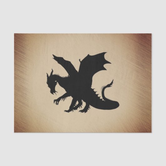 Zwarte Dragon Rustic Achtergrond Tissuepapier (Voorkant)