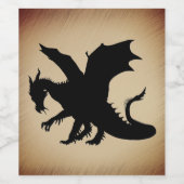 Zwarte Dragon Rustic Achtergrond Wijn Etiket (Enkel label)