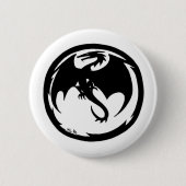 Zwarte Dragon witte knop Ronde Button 5,7 Cm (Voorkant)