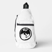 Zwarte Dragon witte sling tas rugzak (Voorkant)