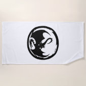 Zwarte Dragon witte strandlaken (Voorkant)