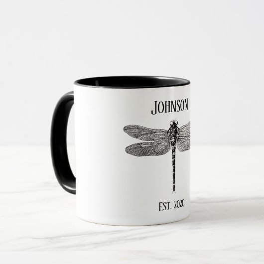 zwarte dragonfly mok (Voorkant links)