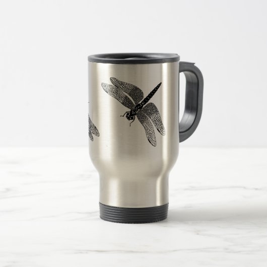 Zwarte dragonfly-Natuur Reisbeker (Voorkant rechts)