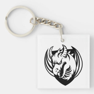 Zwarte Draken Fantasy Sleutelhanger
