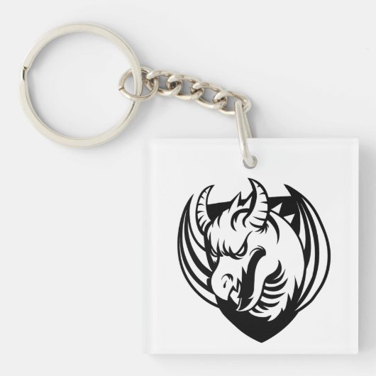 Zwarte Draken Fantasy Sleutelhanger (voorkant)