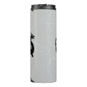 Zwarte draken op grijs thermosbeker (Achterkant)