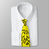 Zwarte draken patroon outline.b Geel BG Stropdas (Gebonden)
