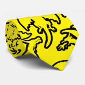 Zwarte draken patroon outline.b Geel BG Stropdas (Opgerold)