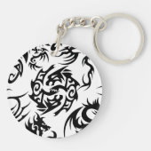 Zwarte draken patroon outline.b Grijs BG Sleutelhanger (Achterkant)