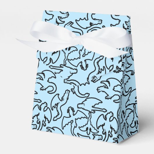 Zwarte draken patroon outline.b L Blauw BG Bedankdoosjes (Voorkant Zijde)