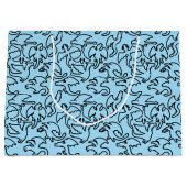 Zwarte draken patroon outline.b L Blauw BG Groot Cadeauzakje (Voorkant)