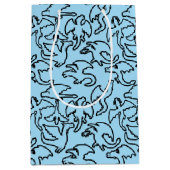 Zwarte draken patroon outline.b L Blauw BG Medium Cadeauzakje (Voorkant)