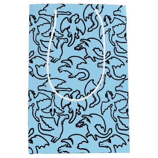 Zwarte draken patroon outline.b L Blauw BG Medium Cadeauzakje (Voorkant)