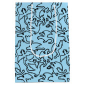 Zwarte draken patroon outline.b L Blauw BG Medium Cadeauzakje (Achterkant)