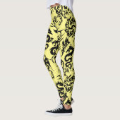 Zwarte draken patroon outline.b L Geel BG Leggings (Links)