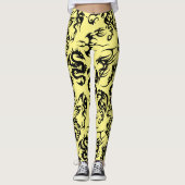 Zwarte draken patroon outline.b L Geel BG Leggings (Voorkant)