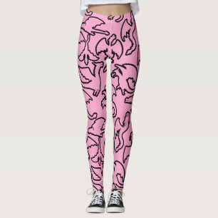 Zwarte draken patroon outline.b L roze BG Leggings