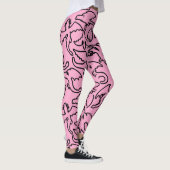 Zwarte draken patroon outline.b L roze BG Leggings (Rechts)