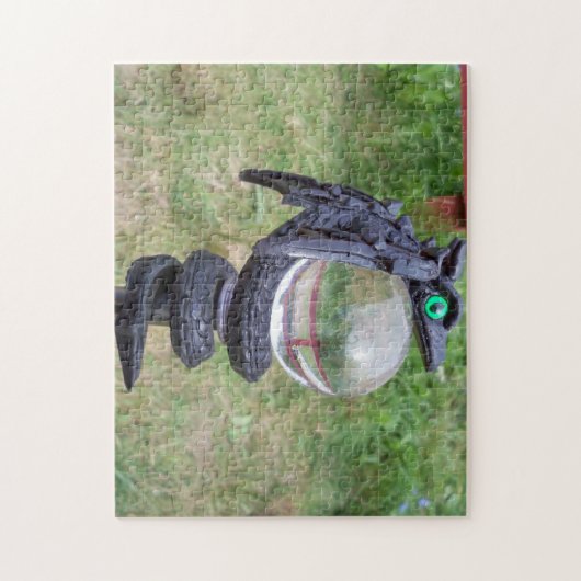 Zwarte drakenpuzzel legpuzzel (Verticaal)