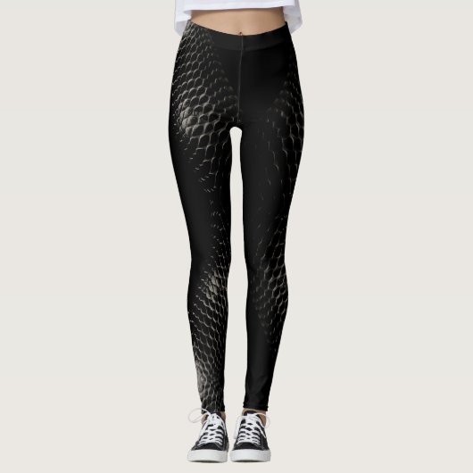 Zwarte drakenschalen leggings (Voorkant)
