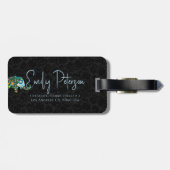 Zwarte dramatronachtergrond schattige olifant bagagelabel (Achterkant horizontaal)