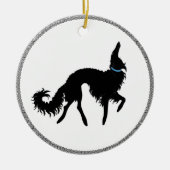Zwarte Dravende Borzoi Kerstversiering Keramisch Ornament (Voorkant)
