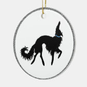 Zwarte Dravende Borzoi Kerstversiering Keramisch Ornament (Links)