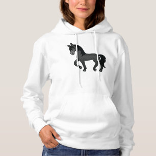 Zwarte Dravende Paard Lieve Cartoon Illustratie Hoodie