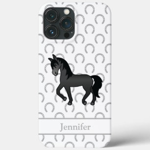 Zwarte Dravende Paard Mooie Cartoon Illustratie Case-Mate iPhone Case