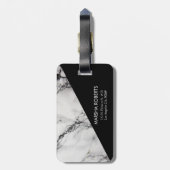 Zwarte driehoek en wit gemarmerd bagagelabel (Achterkant verticaal)