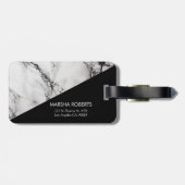 Zwarte driehoek en wit gemarmerd bagagelabel (Achterkant horizontaal)