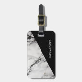 Zwarte Driehoek En Witte Marmer Bagagelabel (Voorkant verticaal)