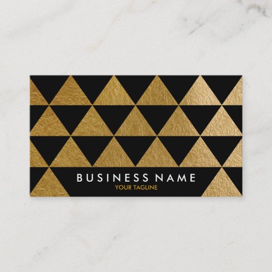 Zwarte driehoek Faux Gold Foil Visitekaartjes (Voorkant)