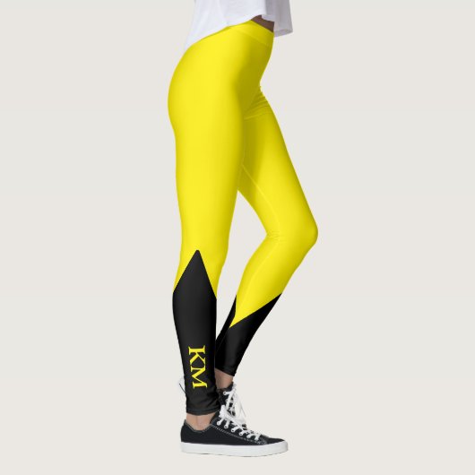 Zwarte Driehoek | Initiaal | Kanariegele Leggings (Rechts)