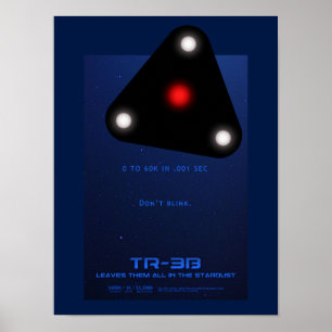 Zwarte driehoek TR-3B UFO Poster