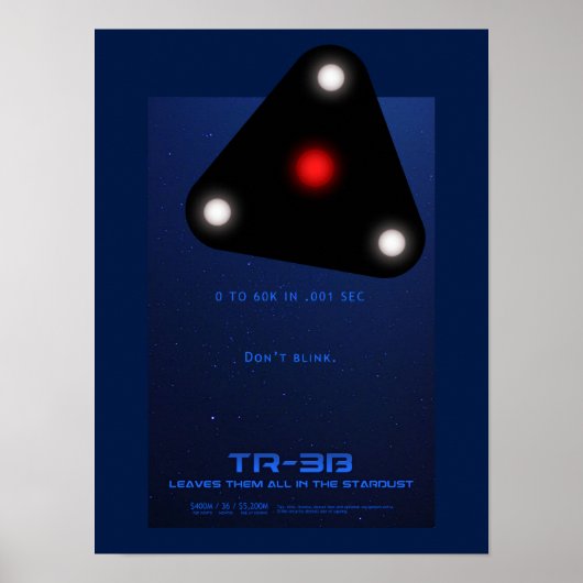 Zwarte driehoek TR-3B UFO Poster (Voorkant)