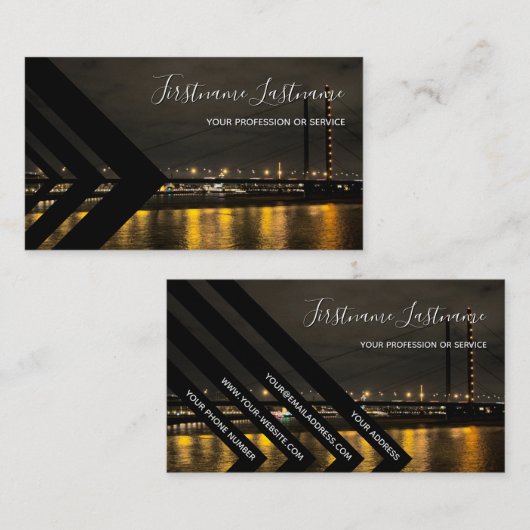 Zwarte driehoek van de brug over de nacht visitekaartje (Voorkant / Achterkant)