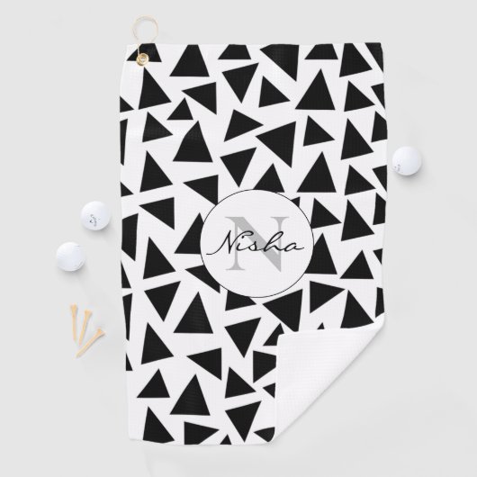 Zwarte driehoeken op maat golfhanddoek (Insitu)