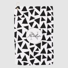 Zwarte driehoeken op maat golfhanddoek