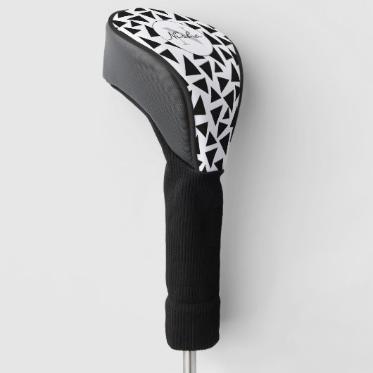 Zwarte driehoeken op maat golfheadcover (Schuin)
