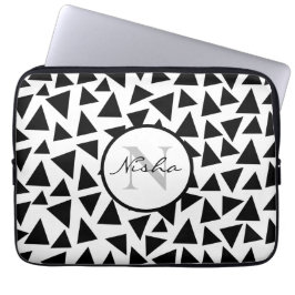 Zwarte driehoeken op maat laptop sleeve