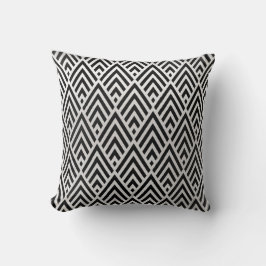 Zwarte driehoeken White Grey Art Deco Geometry Kussen