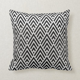Zwarte driehoeken White Grey Art Deco Geometry Kussen