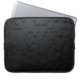 Zwarte driehoekige abstracte achtergrond, Grunge s Laptop Sleeve