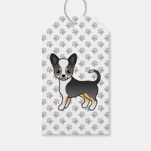 Zwarte driekleurige Chihuahua-hond met gladde vach Cadeaulabel