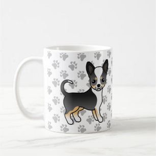 Zwarte driekleurige Chihuahua-hond met gladde vach Koffiemok