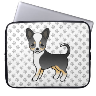 Zwarte driekleurige Chihuahua-hond met gladde vach Laptop Sleeve