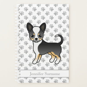 Zwarte driekleurige Chihuahua-hond met gladde vach Planner