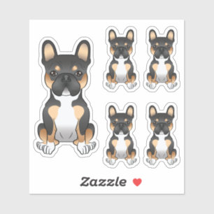 Zwarte driekleurige Franse Bulldog / Franse Bulldo Sticker
