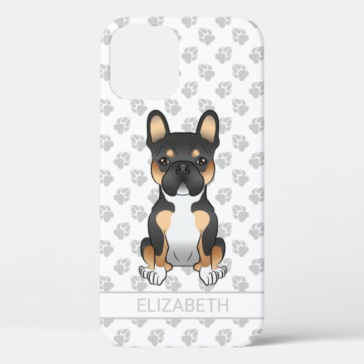 Zwarte driekleurige Franse Bulldog Frenchie Hond & Case-Mate iPhone Case (Achterkant)
